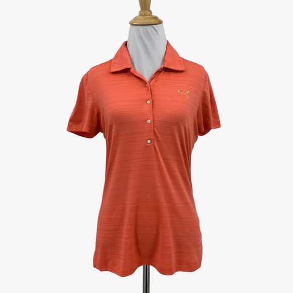 Puma Shirt Womens S Small Bright Peach Performance Short Sleeve Golf Polo Top - Picture 1 of 13